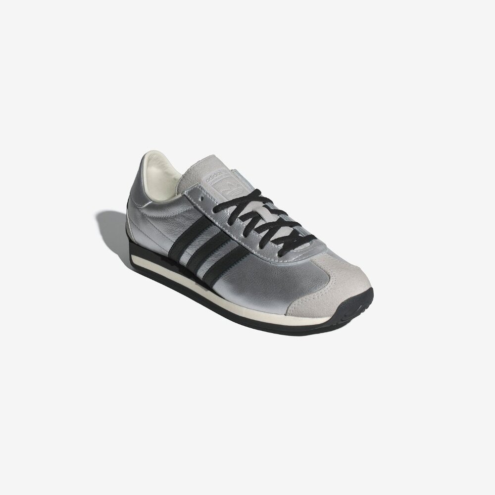 Adidas Originals Women's Silver Metallic Black Country OG Sneakers JH6337